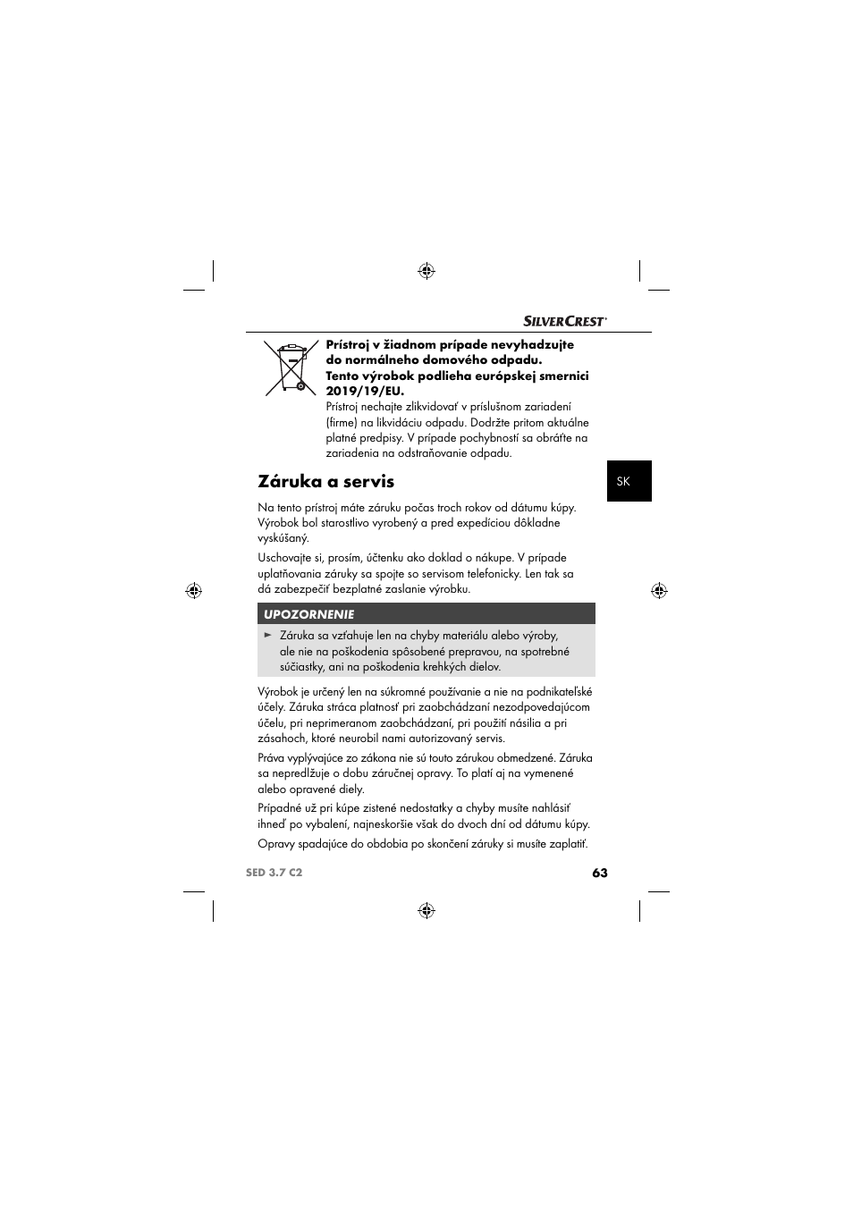 Záruka a servis | Silvercrest SED 3.7 C2 User Manual | Page 66 / 84