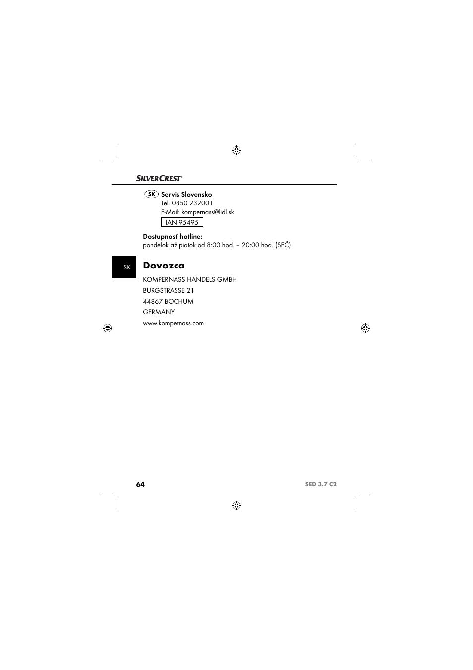 Dovozca | Silvercrest SED 3.7 C2 User Manual | Page 67 / 84