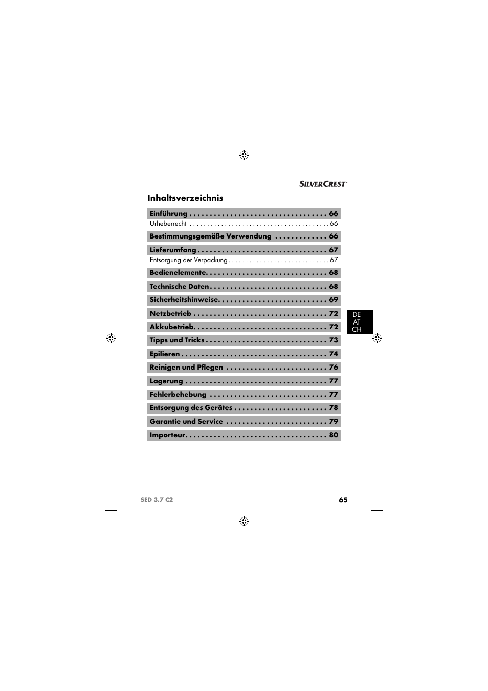 Silvercrest SED 3.7 C2 User Manual | Page 68 / 84