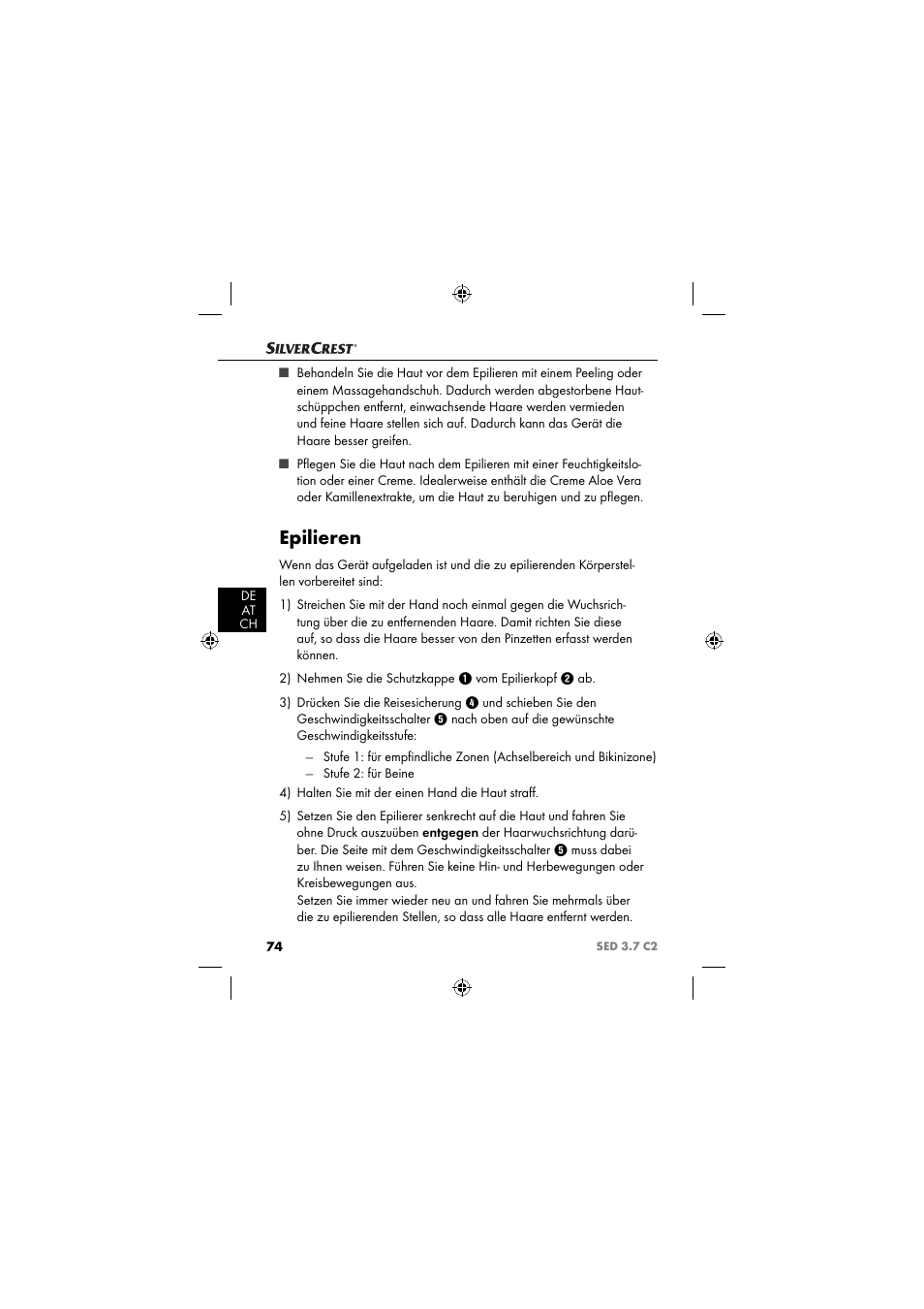 Epilieren | Silvercrest SED 3.7 C2 User Manual | Page 77 / 84