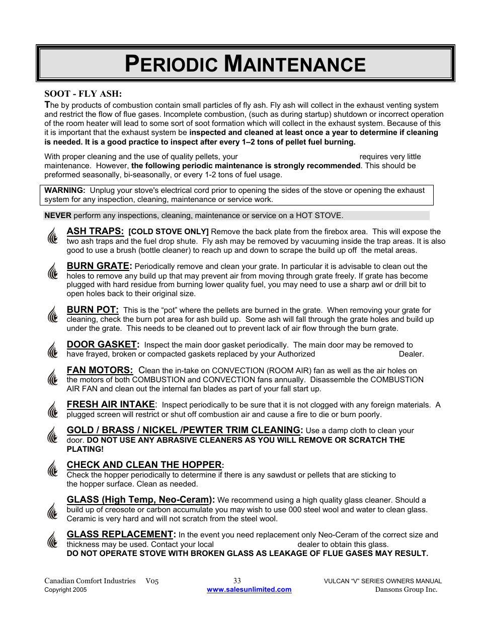 Eriodic, Aintenance | Dansons V-50 User Manual | Page 33 / 40