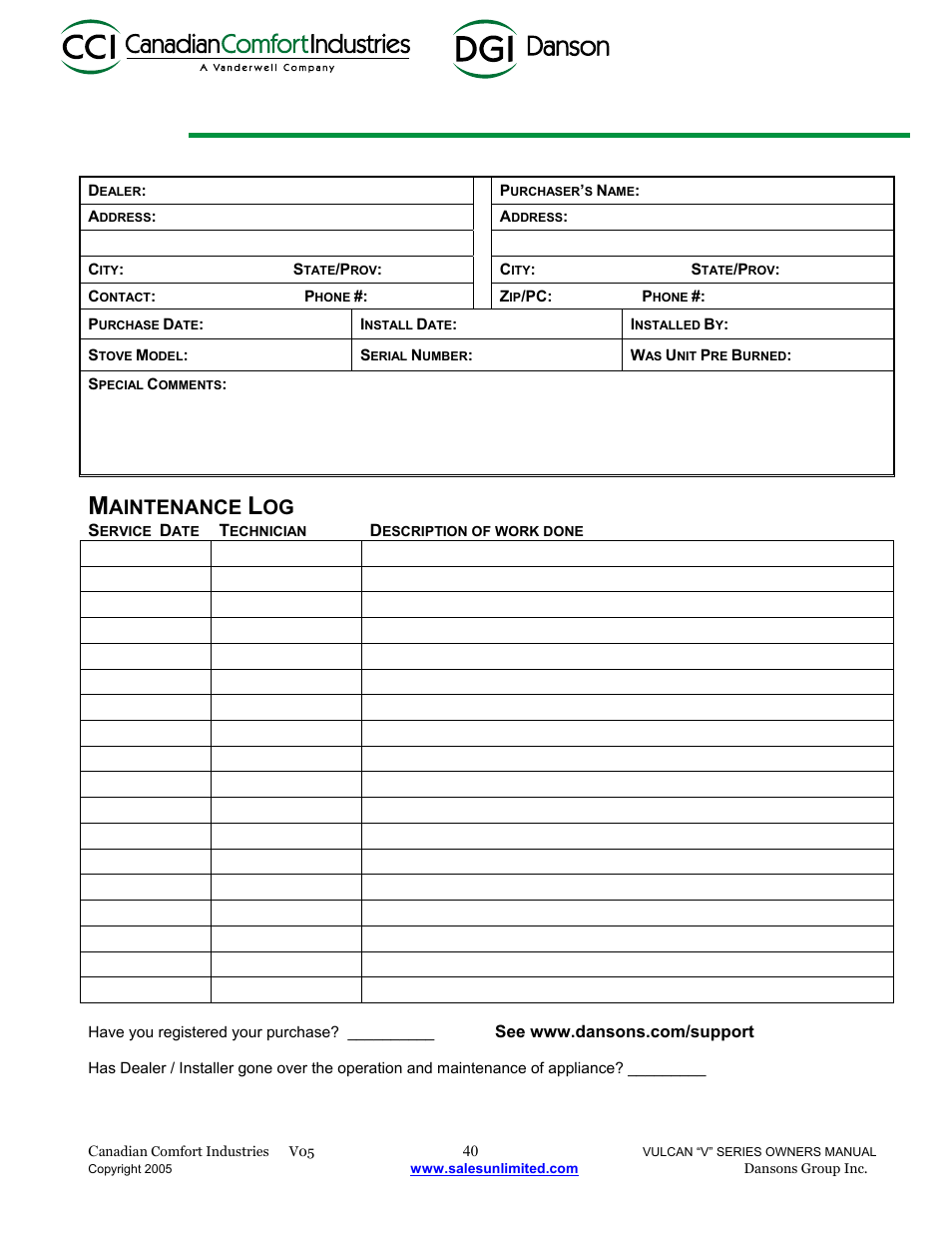 Aintenance | Dansons V-50 User Manual | Page 40 / 40