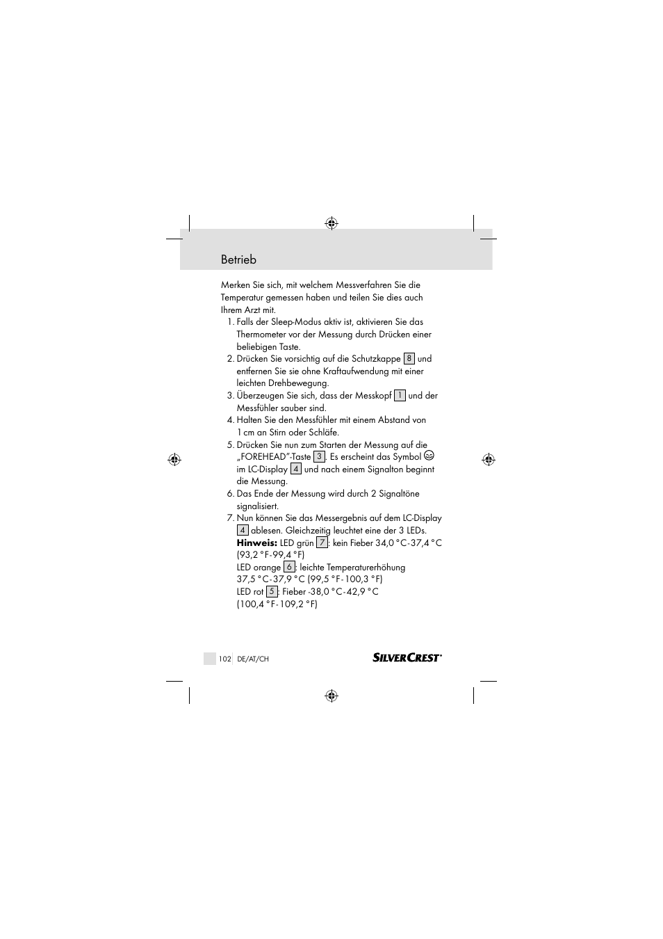 Betrieb | Silvercrest SSOT 6 B2 User Manual | Page 102 / 117