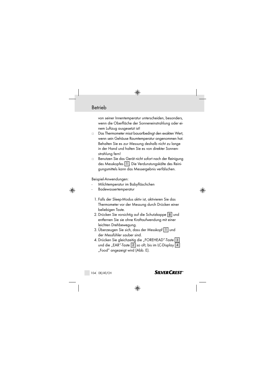 Betrieb | Silvercrest SSOT 6 B2 User Manual | Page 104 / 117
