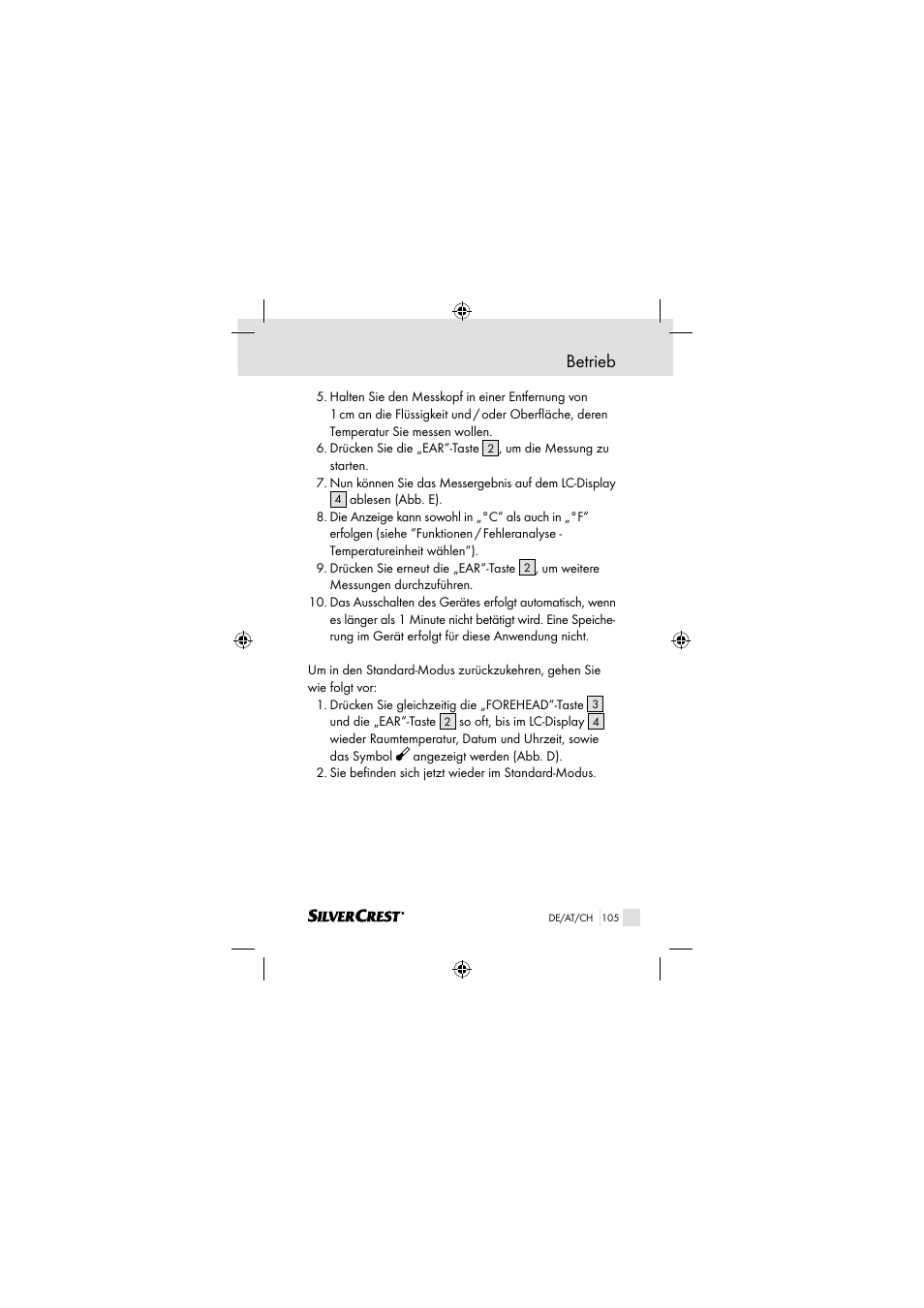 Betrieb | Silvercrest SSOT 6 B2 User Manual | Page 105 / 117