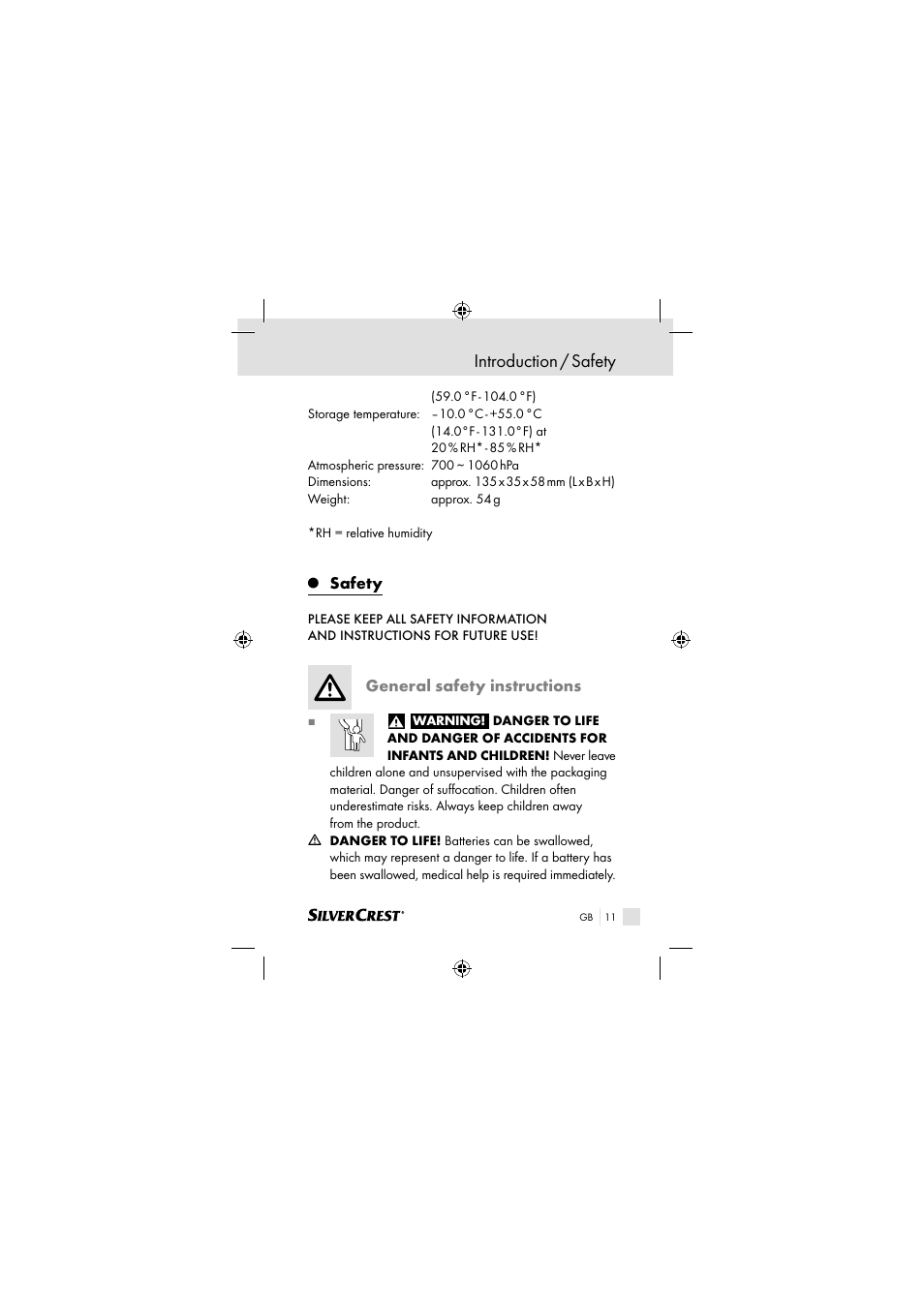 Introduction / safety, Safety, General safety instructions | Silvercrest SSOT 6 B2 User Manual | Page 11 / 117