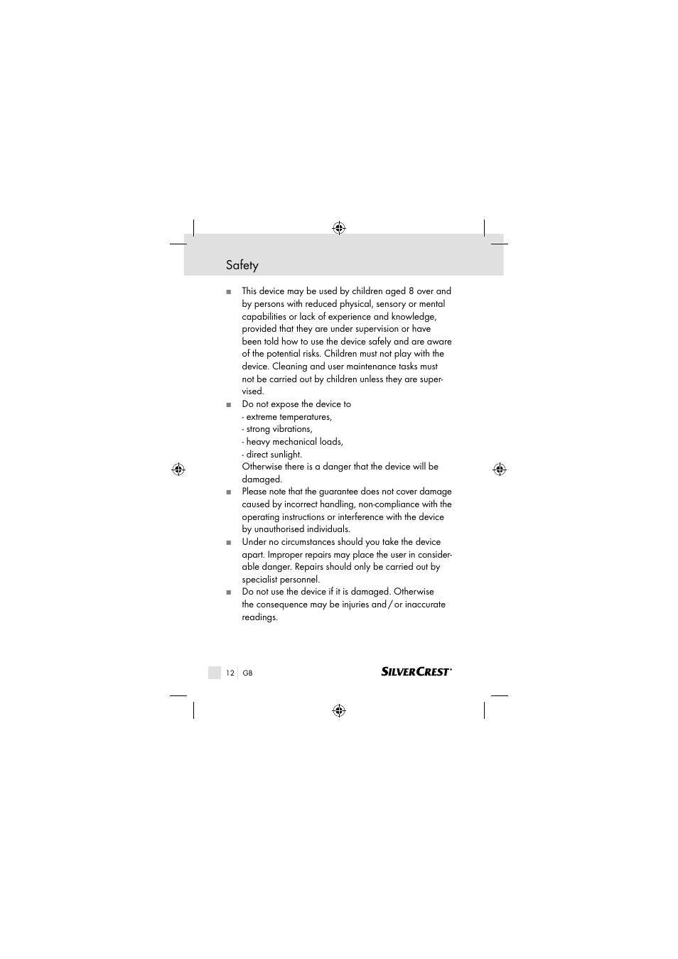 Safety | Silvercrest SSOT 6 B2 User Manual | Page 12 / 117