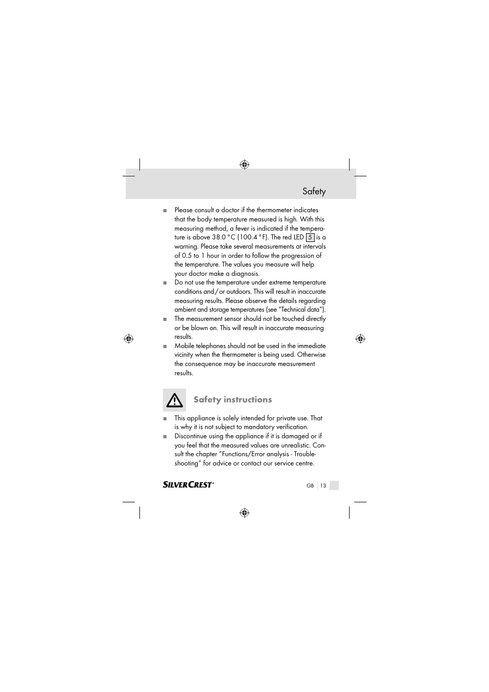 Safety, Safety instructions | Silvercrest SSOT 6 B2 User Manual | Page 13 / 117