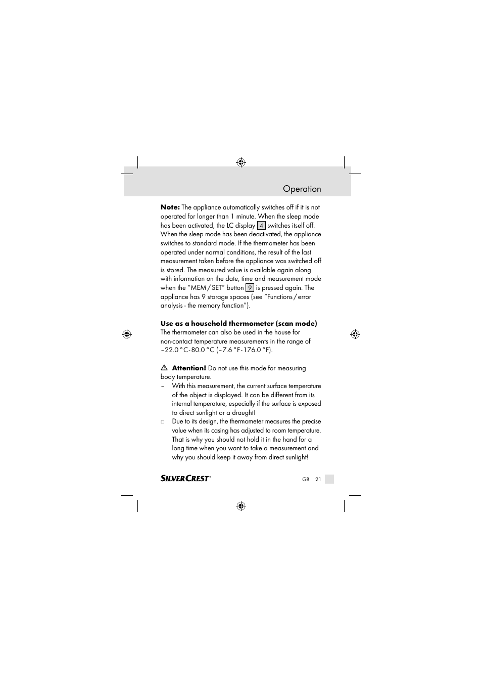 Operation | Silvercrest SSOT 6 B2 User Manual | Page 21 / 117