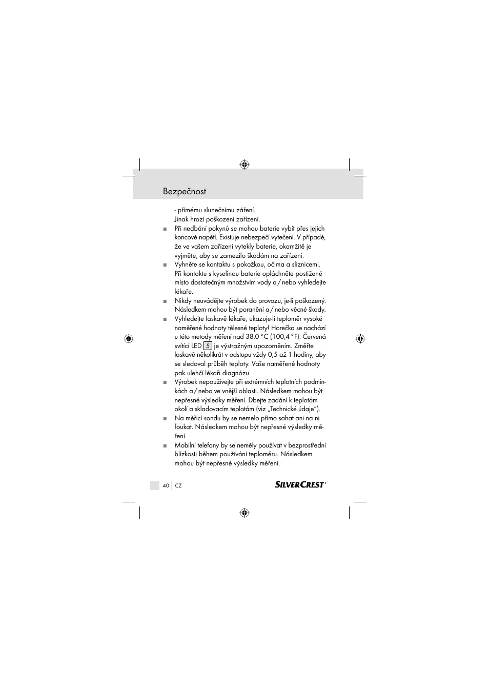 Bezpečnost | Silvercrest SSOT 6 B2 User Manual | Page 40 / 117