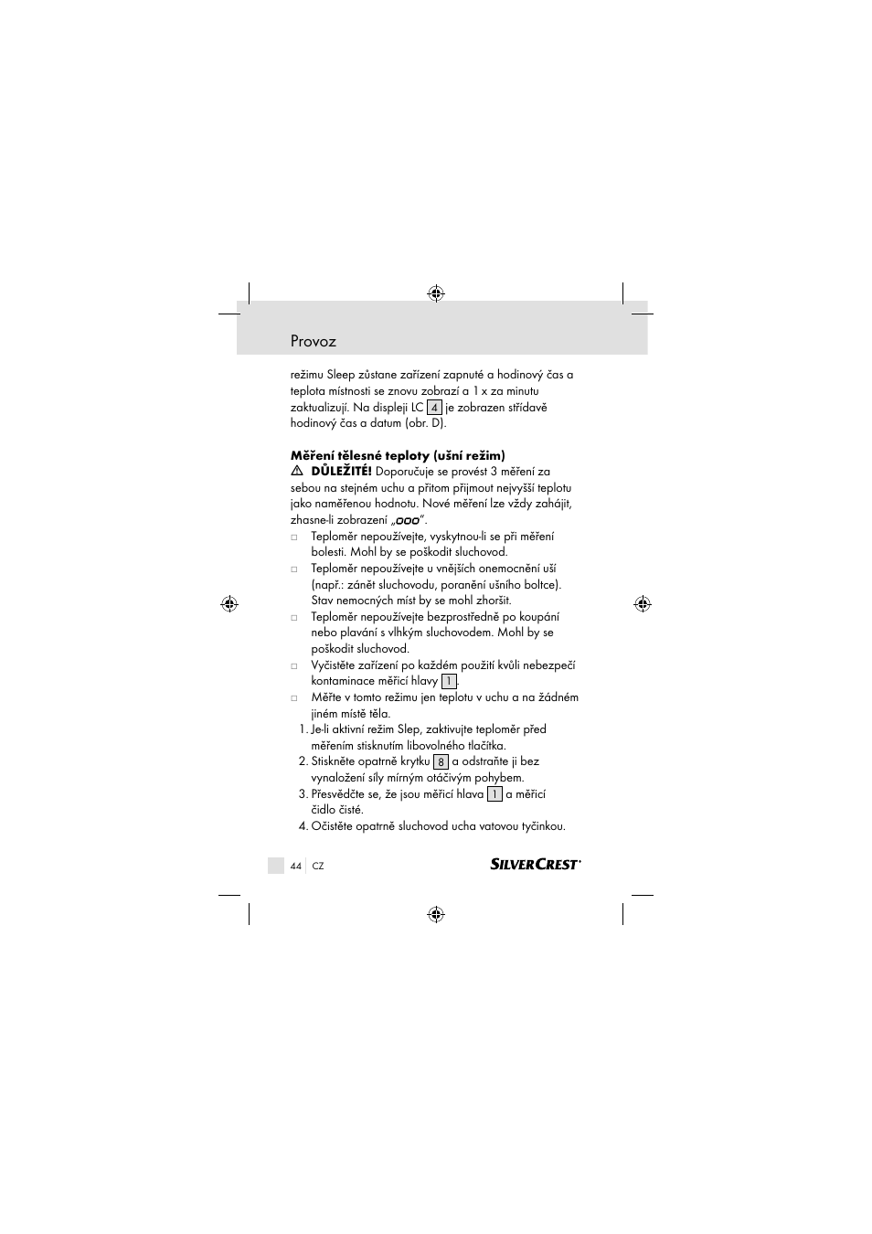Provoz | Silvercrest SSOT 6 B2 User Manual | Page 44 / 117