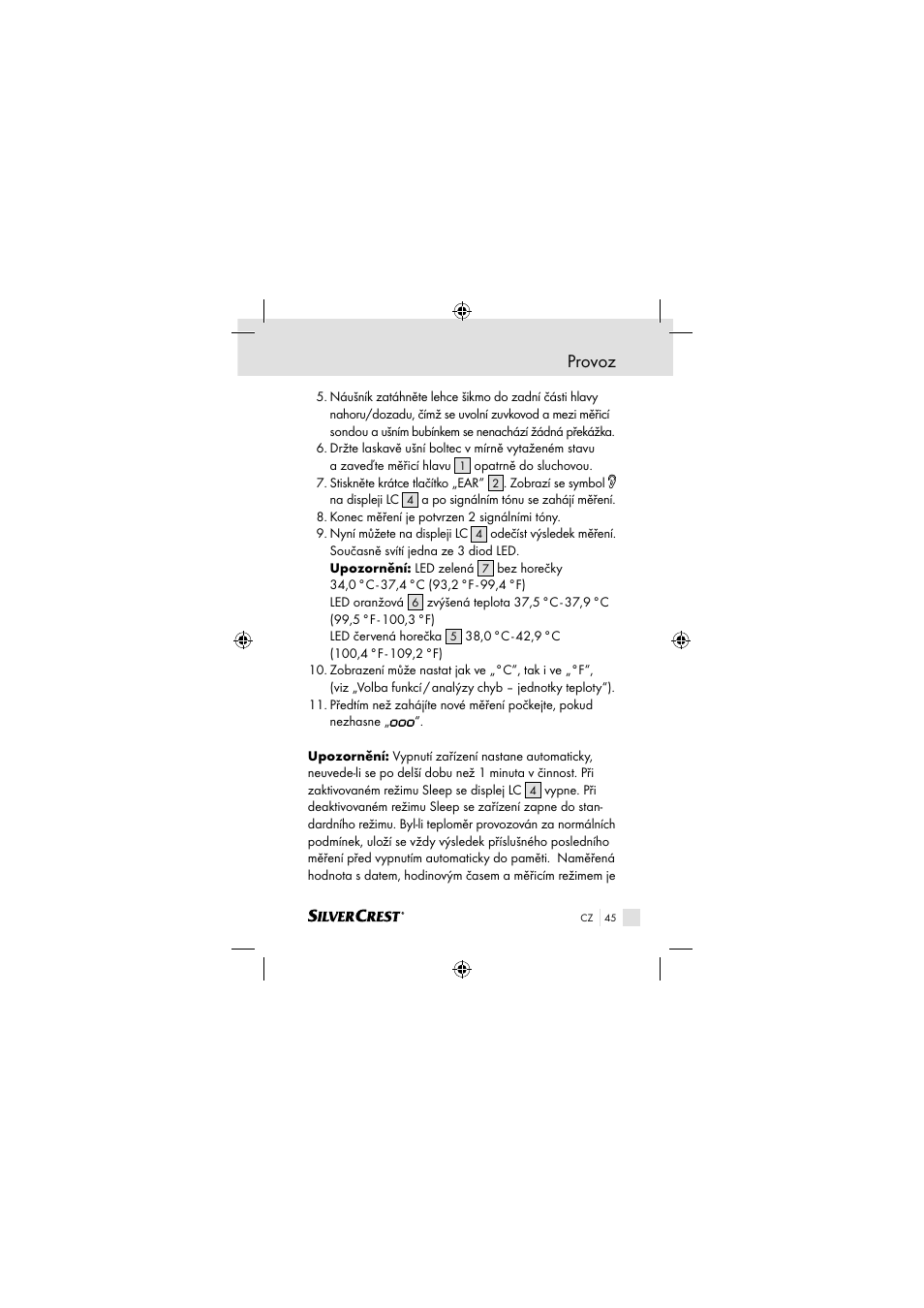 Provoz | Silvercrest SSOT 6 B2 User Manual | Page 45 / 117