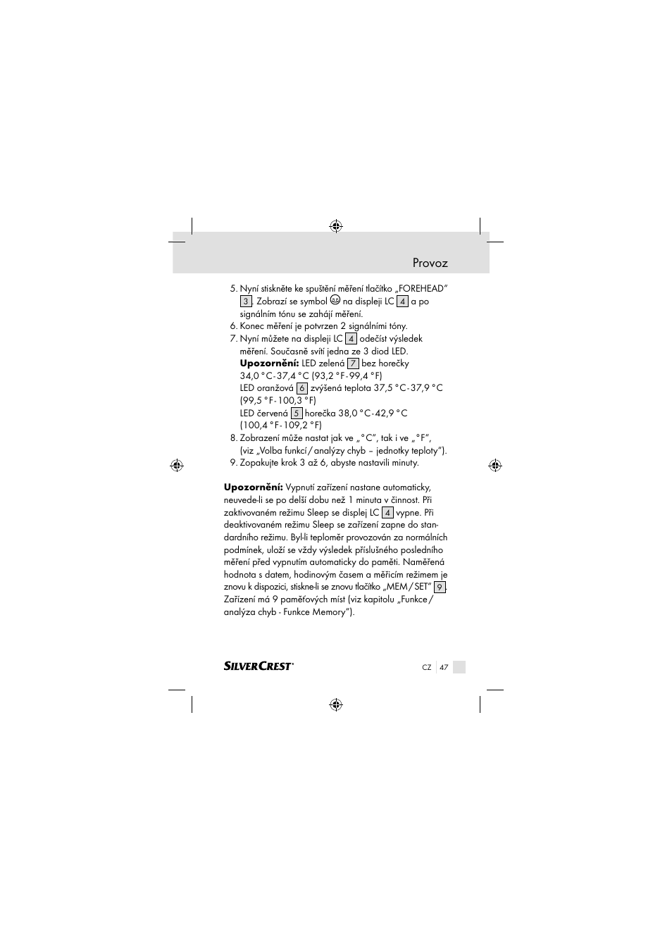 Provoz | Silvercrest SSOT 6 B2 User Manual | Page 47 / 117