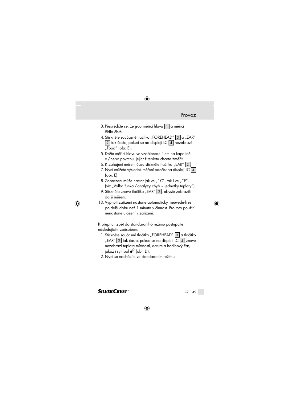 Provoz | Silvercrest SSOT 6 B2 User Manual | Page 49 / 117