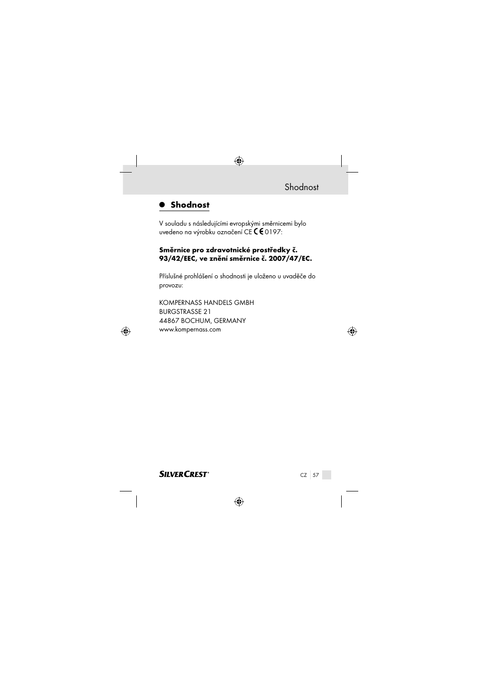 Shodnost | Silvercrest SSOT 6 B2 User Manual | Page 57 / 117