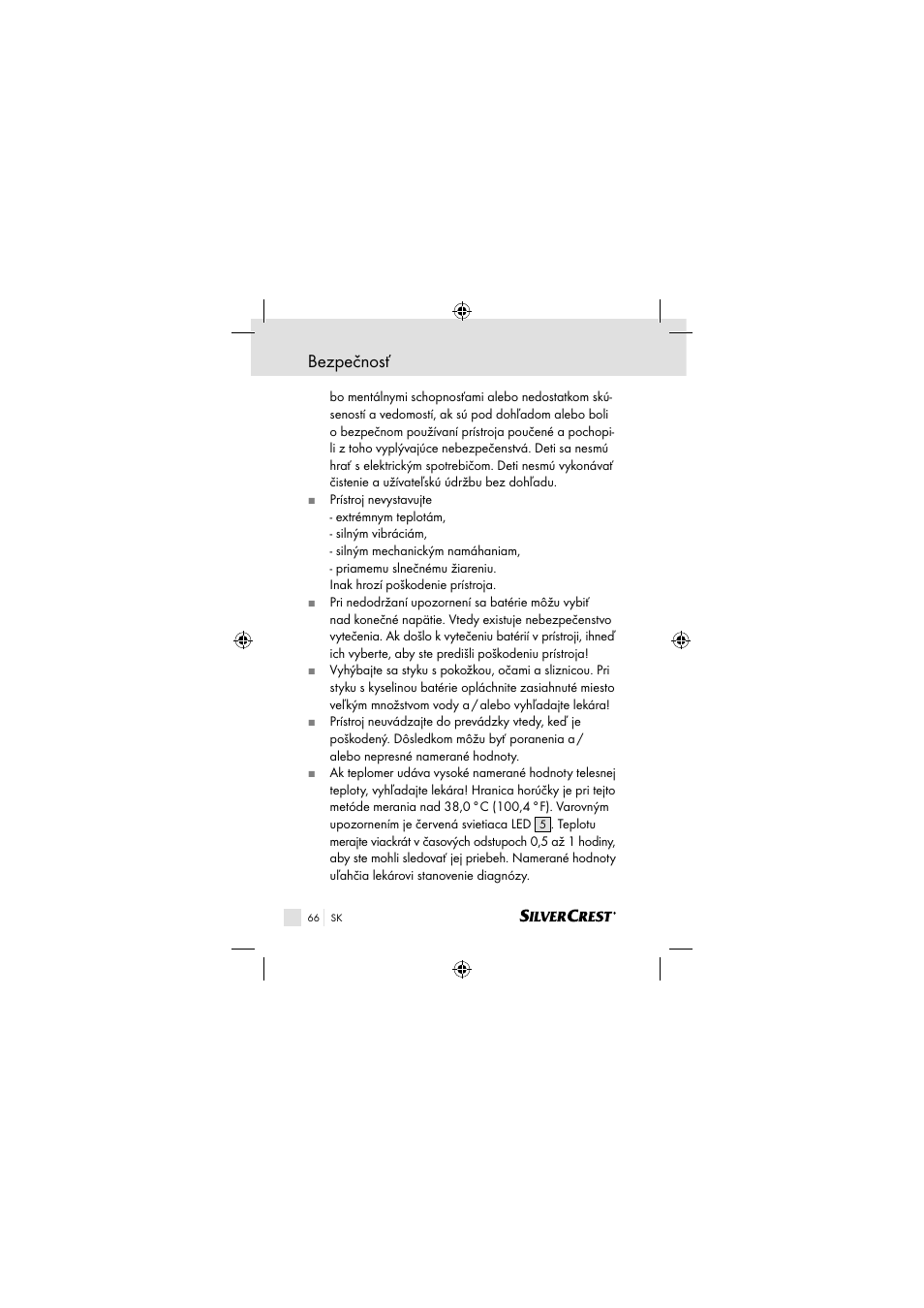 Bezpečnosť | Silvercrest SSOT 6 B2 User Manual | Page 66 / 117