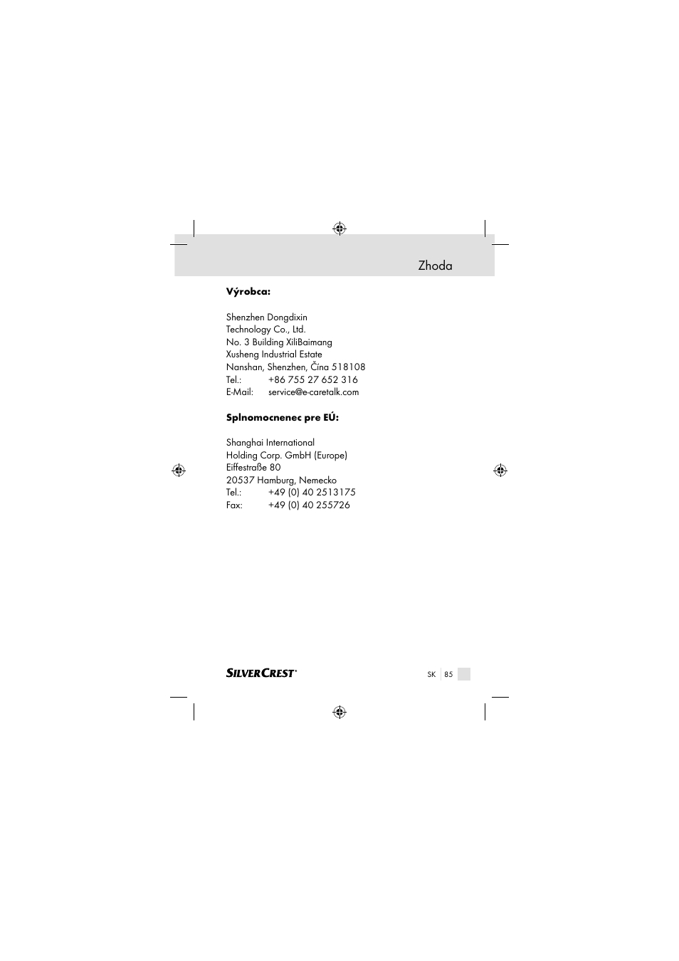 Zhoda | Silvercrest SSOT 6 B2 User Manual | Page 85 / 117