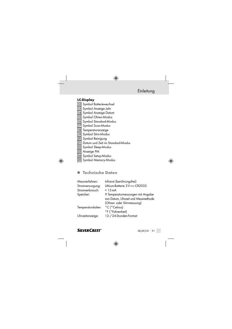 Einleitung, Technische daten | Silvercrest SSOT 6 B2 User Manual | Page 91 / 117