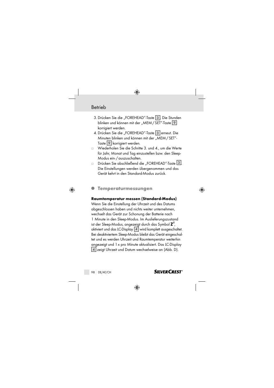 Betrieb, Temperaturmessungen | Silvercrest SSOT 6 B2 User Manual | Page 98 / 117