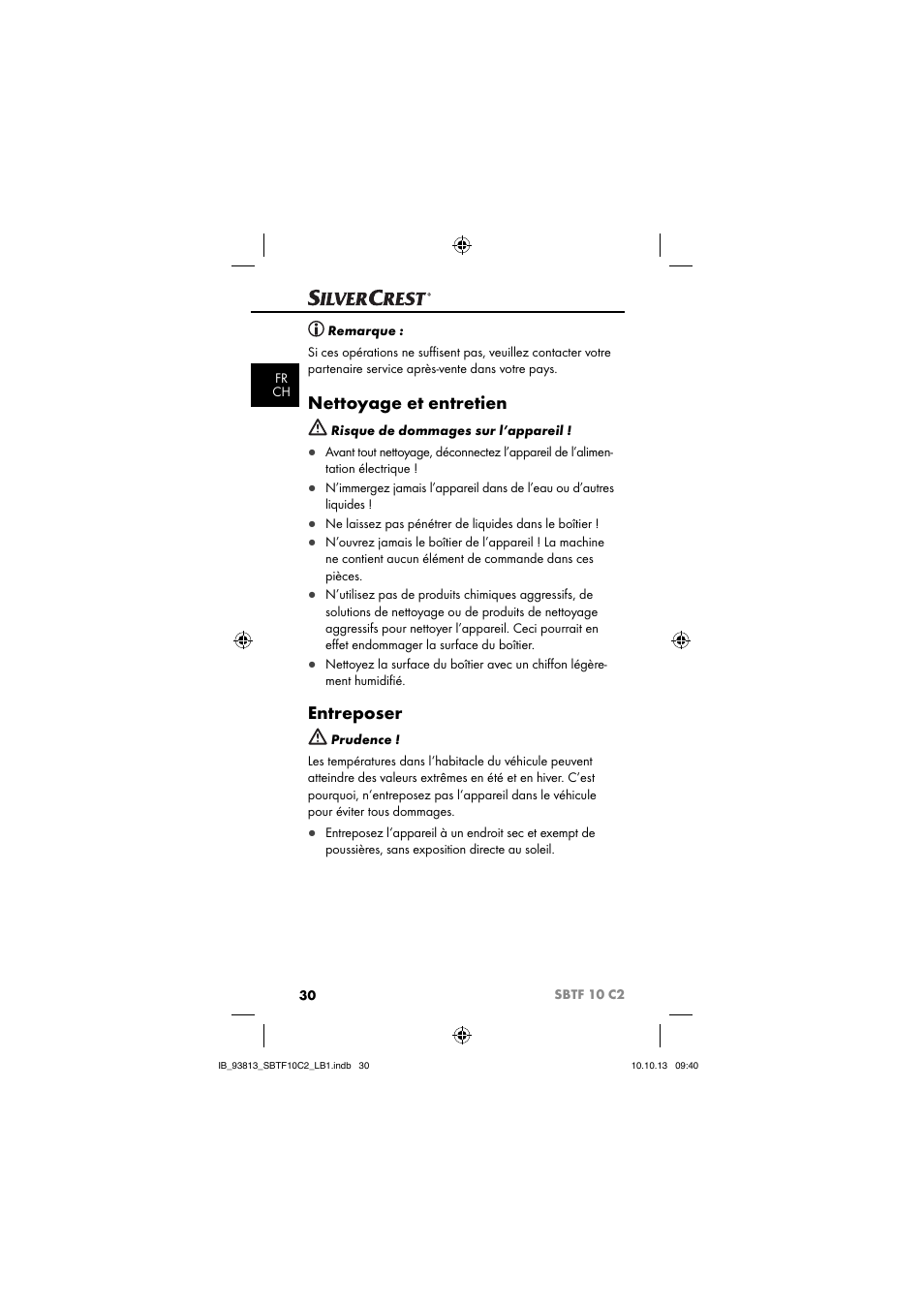 Nettoyage et entretien, Entreposer | Silvercrest SBTF 10 C2 User Manual | Page 33 / 69