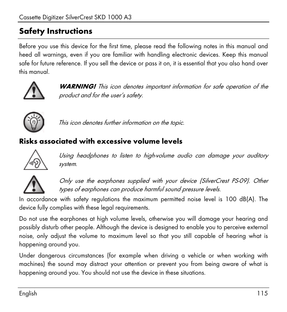 Safety instructions | Silvercrest SKD 1000 A3 User Manual | Page 117 / 140