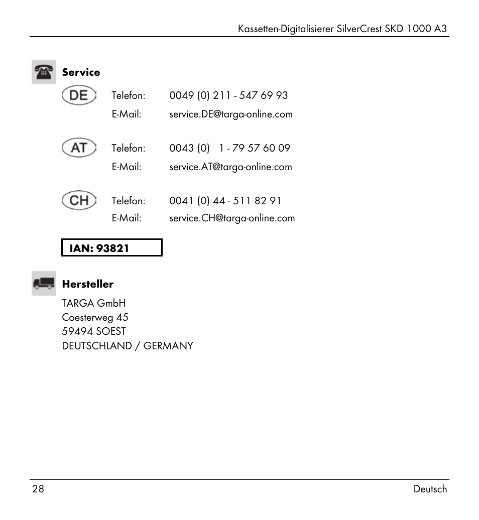 Silvercrest SKD 1000 A3 User Manual | Page 30 / 140
