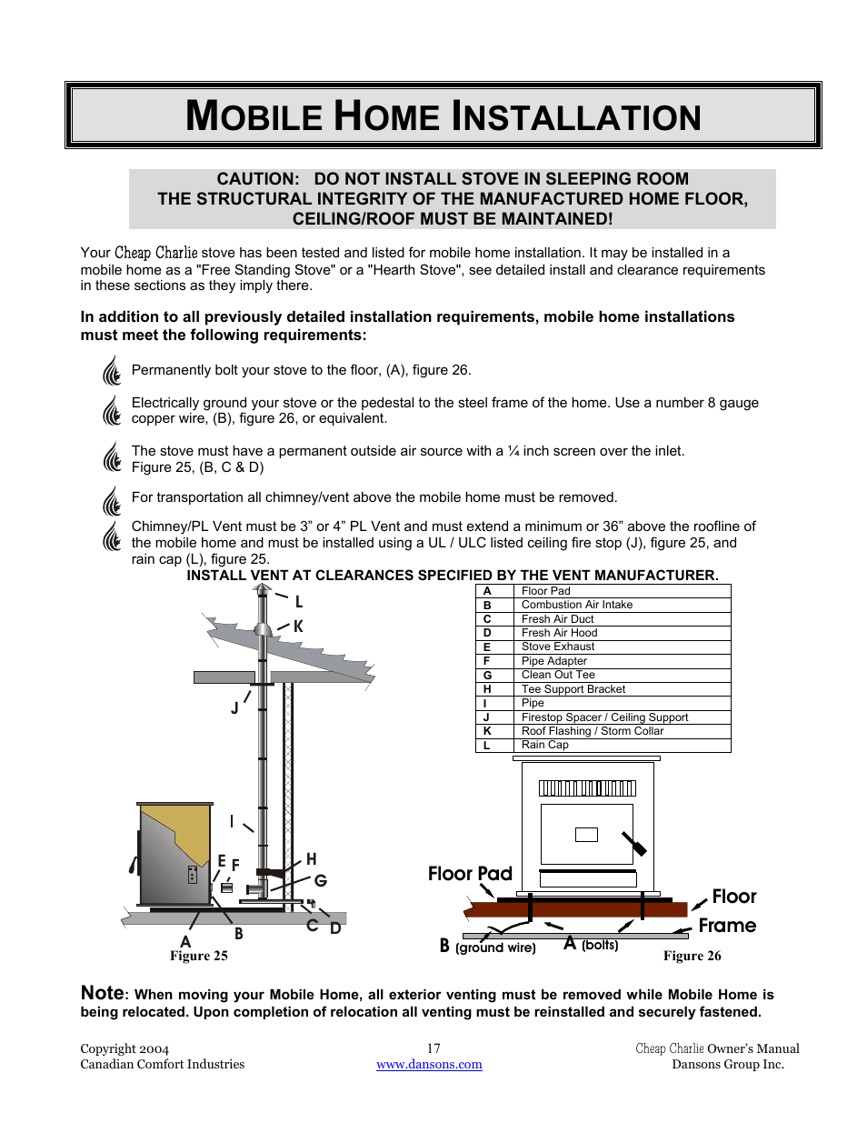 Obile, Nstallation, Floor pad floor frame a | Dansons Group HCF300 User Manual | Page 17 / 39