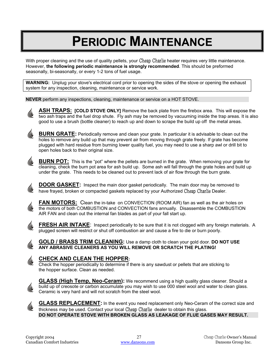 Eriodic, Aintenance | Dansons Group HCF300 User Manual | Page 27 / 39