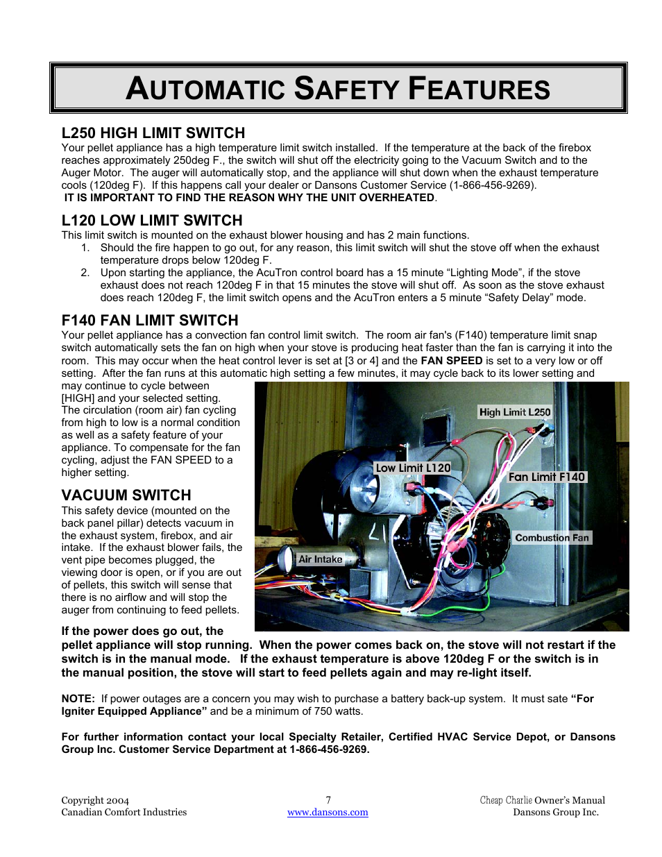 Utomatic, Afety, Eatures | Dansons Group HCF300 User Manual | Page 7 / 39