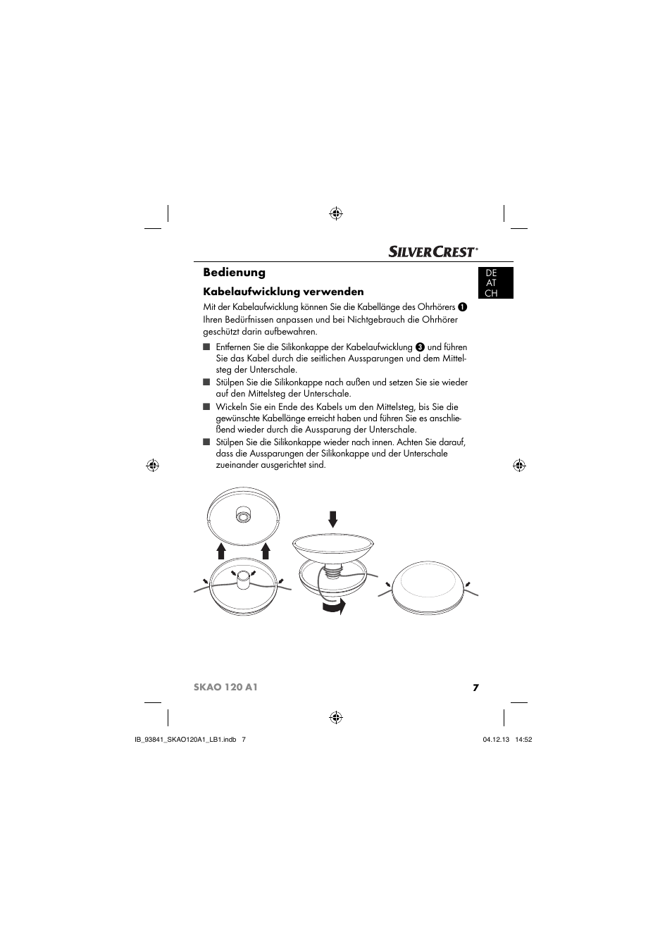 Bedienung, Kabelaufwicklung verwenden | Silvercrest SKAO 120 A1 User Manual | Page 10 / 59