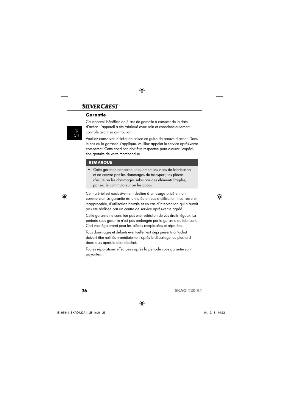 Garantie | Silvercrest SKAO 120 A1 User Manual | Page 29 / 59