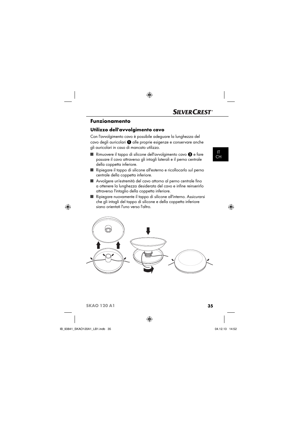 Funzionamento, Utilizzo dell'avvolgimento cavo | Silvercrest SKAO 120 A1 User Manual | Page 38 / 59
