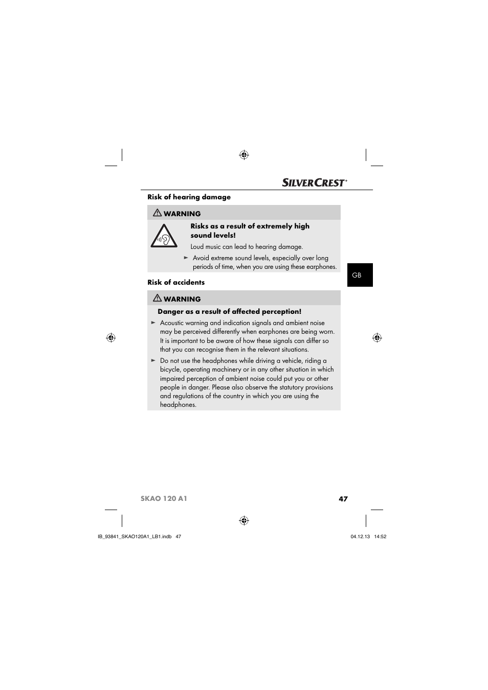 Silvercrest SKAO 120 A1 User Manual | Page 50 / 59
