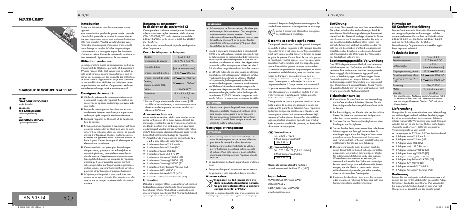 Silvercrest SLM 11 B2 User Manual | 2 pages