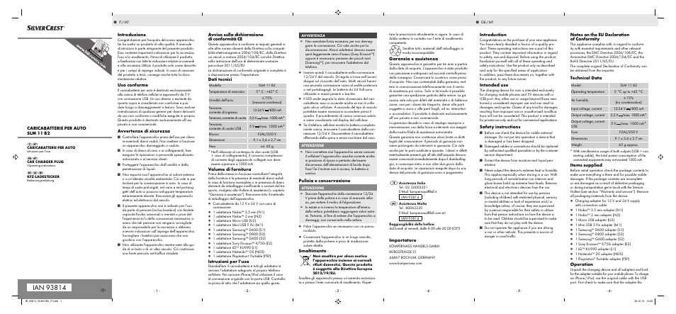 Silvercrest SLM 11 B2 User Manual | 2 pages