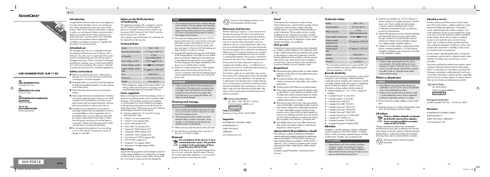 Silvercrest SLM 11 B2 User Manual | 2 pages