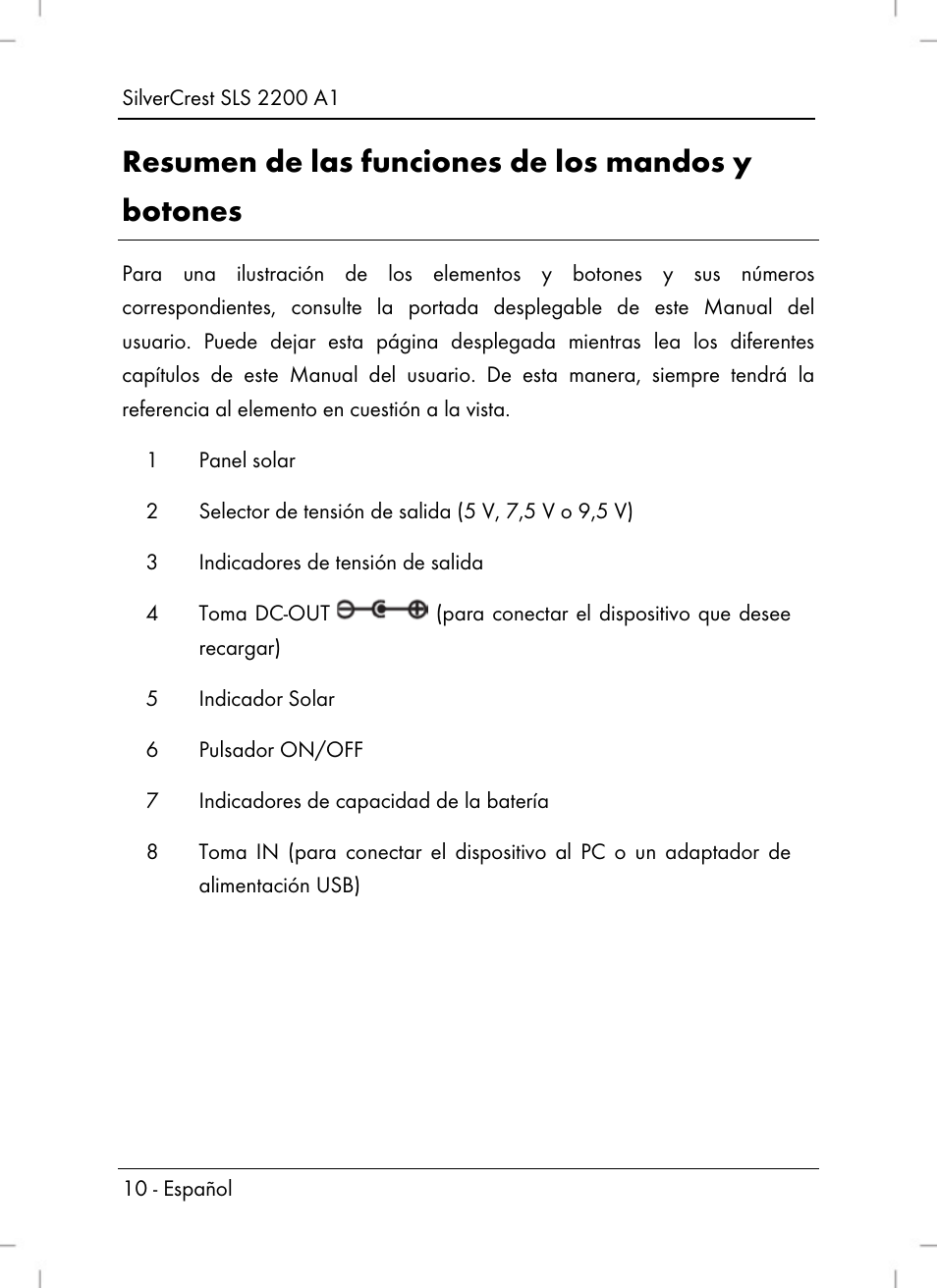 Resumen de las funciones de los mandos y botones | Silvercrest SLS 2200 A1 User Manual | Page 12 / 72