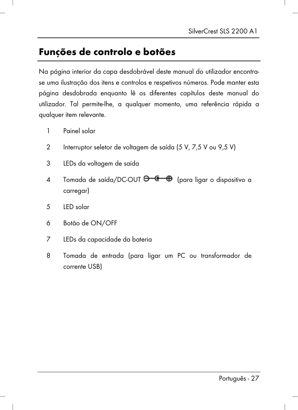 Funções de controlo e botões | Silvercrest SLS 2200 A1 User Manual | Page 29 / 72