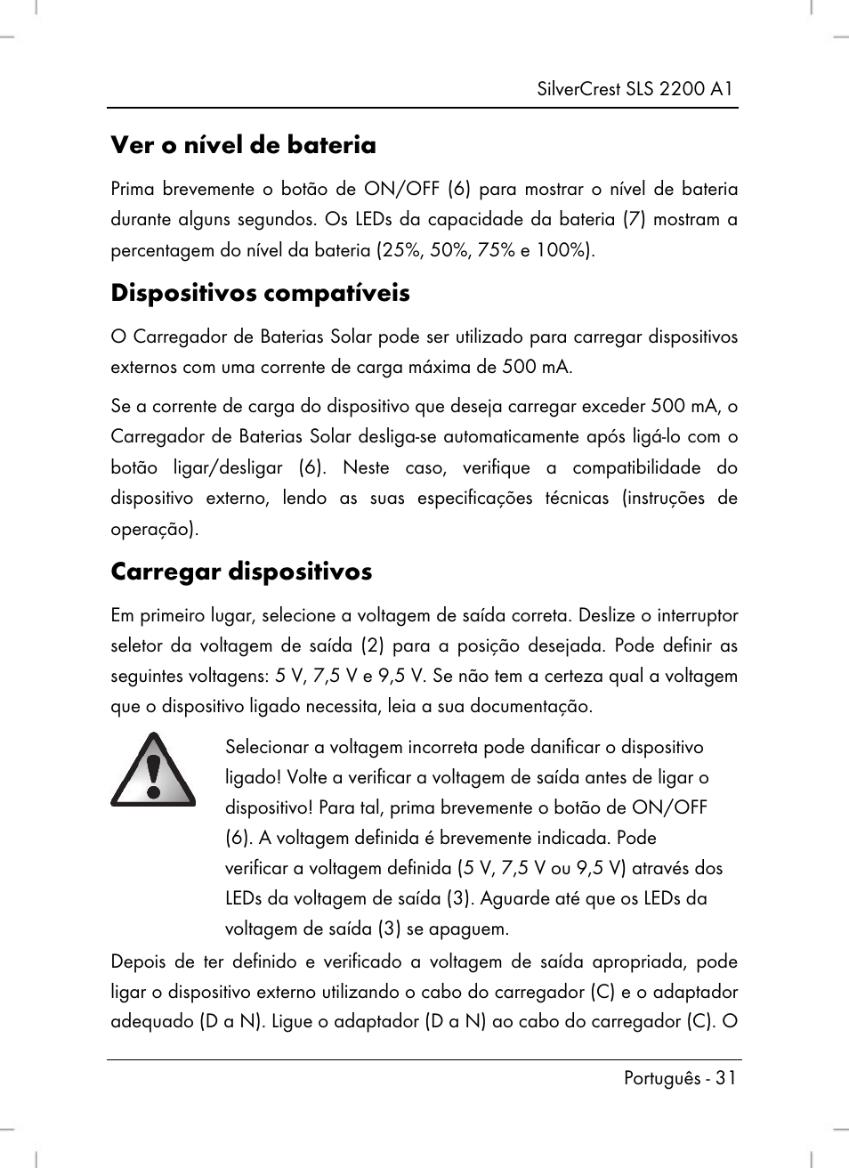Ver o nível de bateria, Dispositivos compatíveis, Carregar dispositivos | Silvercrest SLS 2200 A1 User Manual | Page 33 / 72