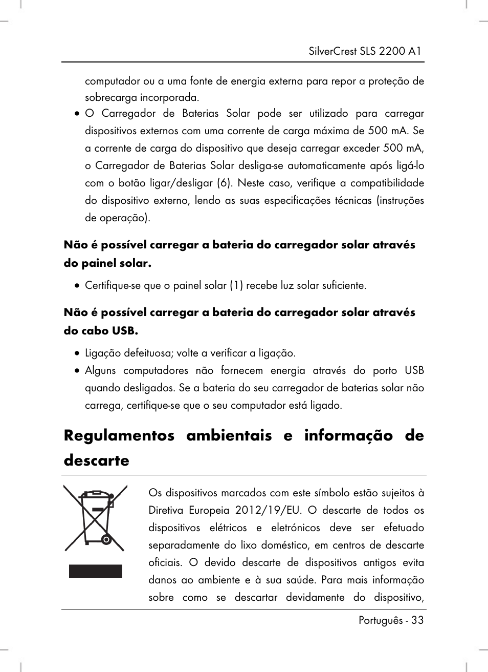 Regulamentos ambientais e informação de descarte | Silvercrest SLS 2200 A1 User Manual | Page 35 / 72