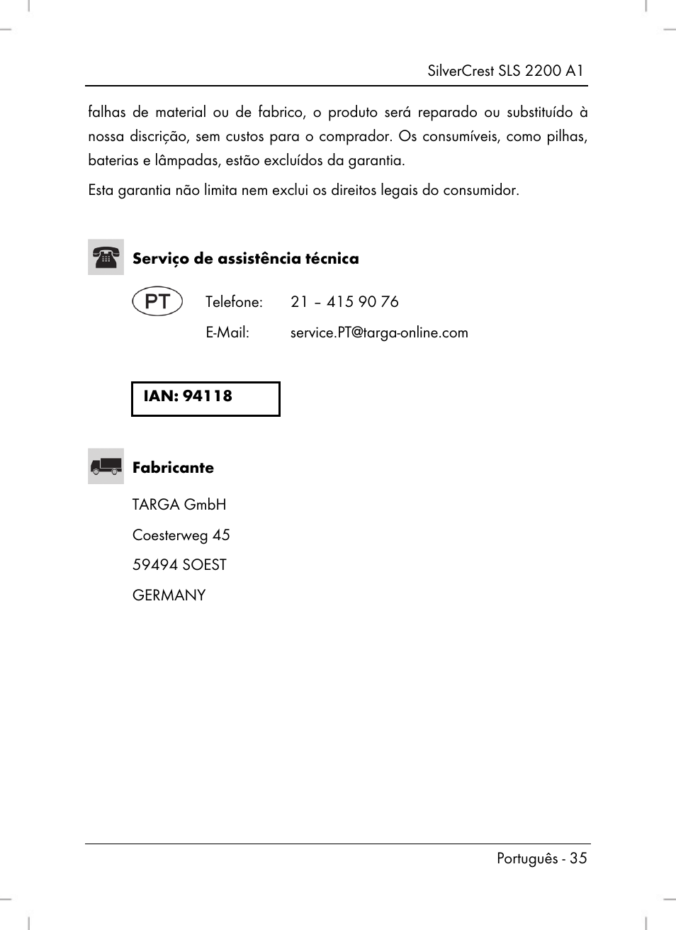 Silvercrest SLS 2200 A1 User Manual | Page 37 / 72