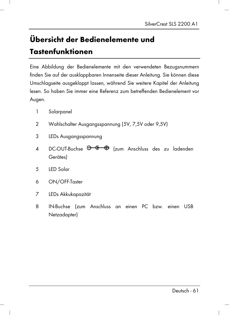 Übersicht der bedienelemente und tastenfunktionen | Silvercrest SLS 2200 A1 User Manual | Page 63 / 72