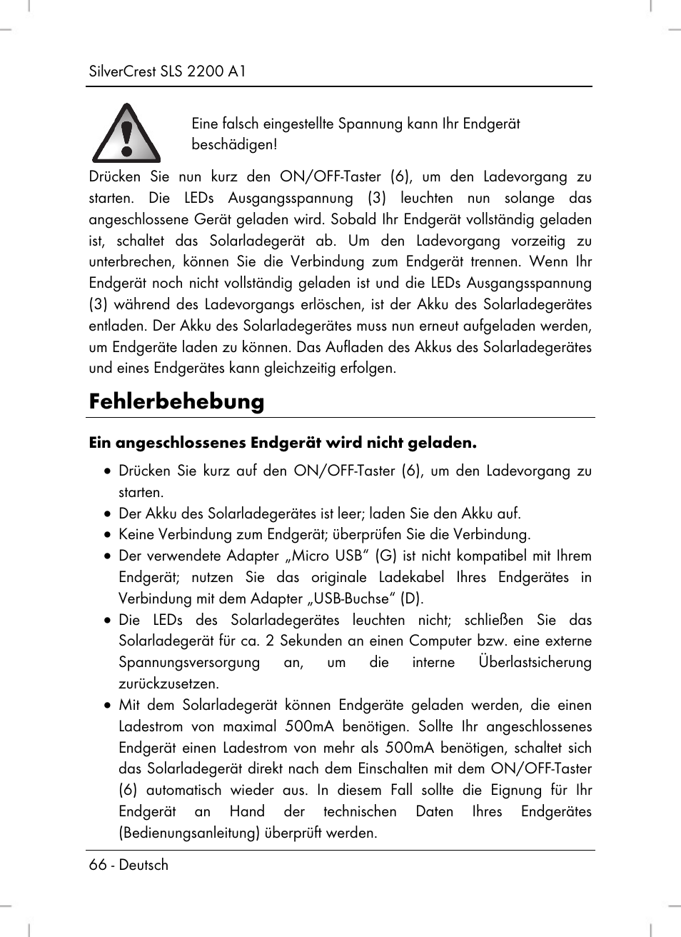 Fehlerbehebung | Silvercrest SLS 2200 A1 User Manual | Page 68 / 72