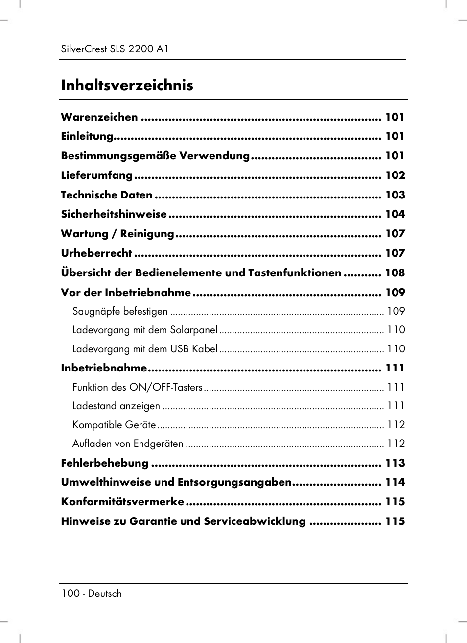 Silvercrest SLS 2200 A1 User Manual | Page 102 / 120