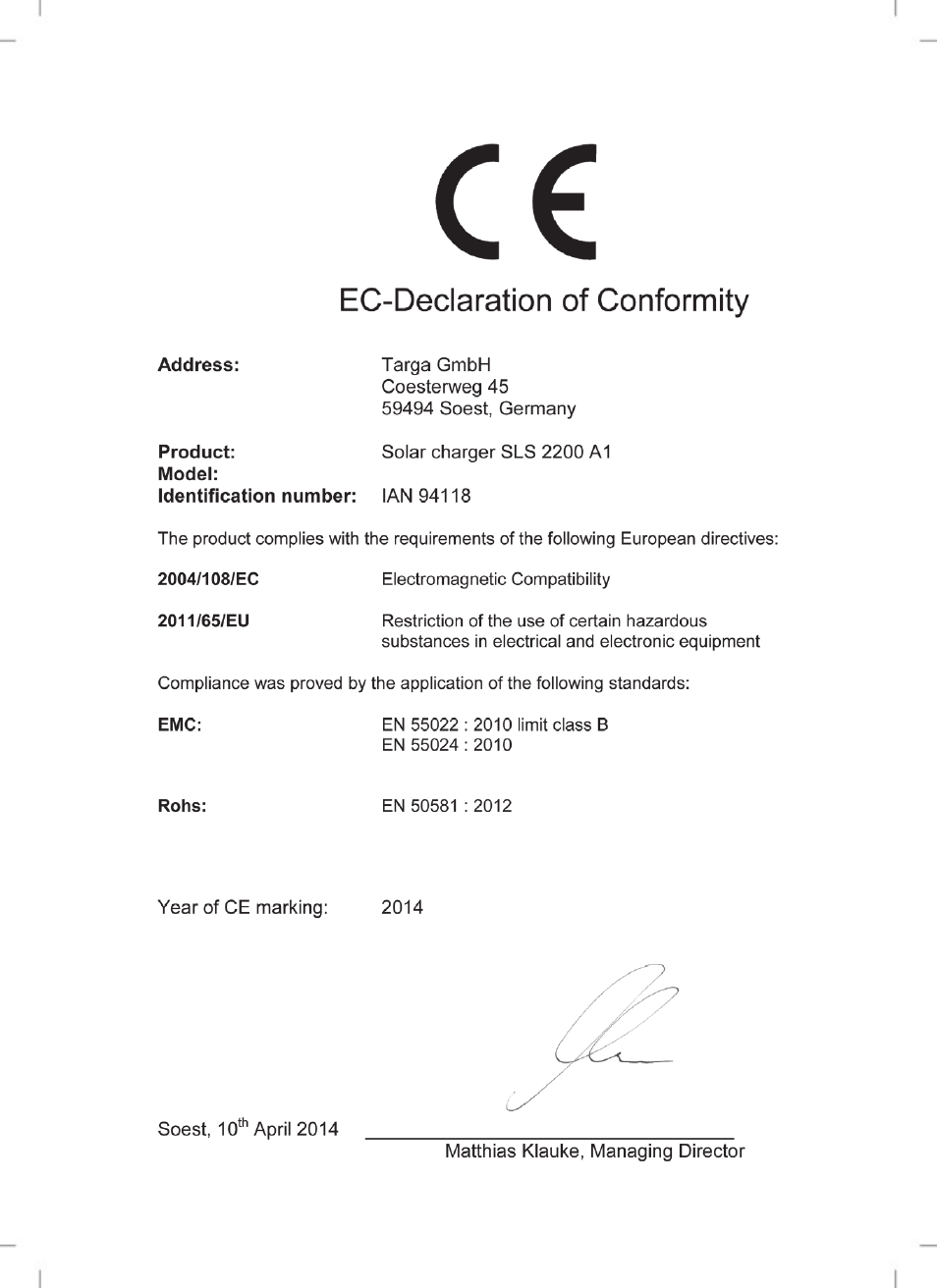 Silvercrest SLS 2200 A1 User Manual | Page 120 / 120