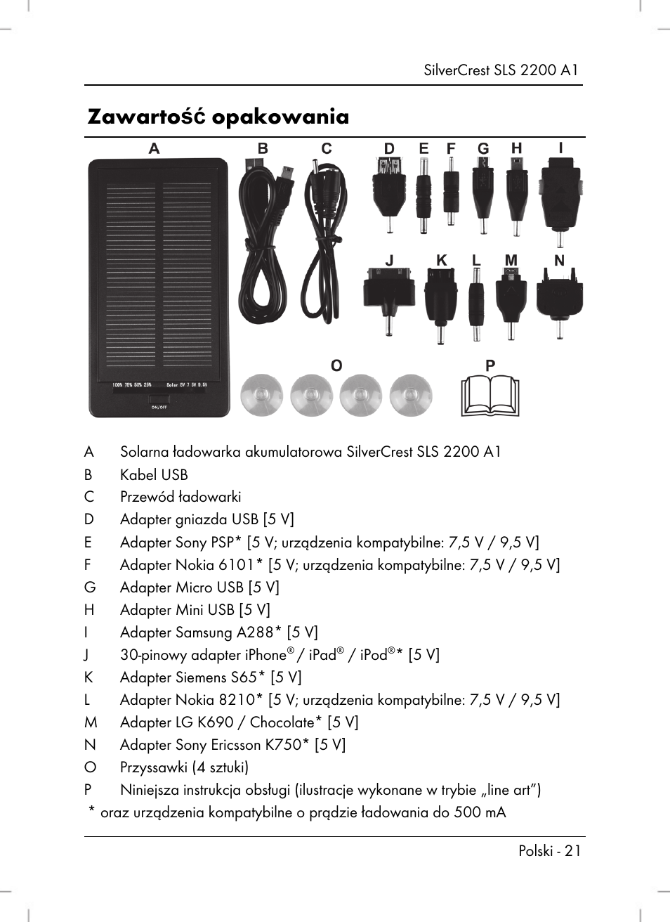 Zawartość opakowania | Silvercrest SLS 2200 A1 User Manual | Page 23 / 120