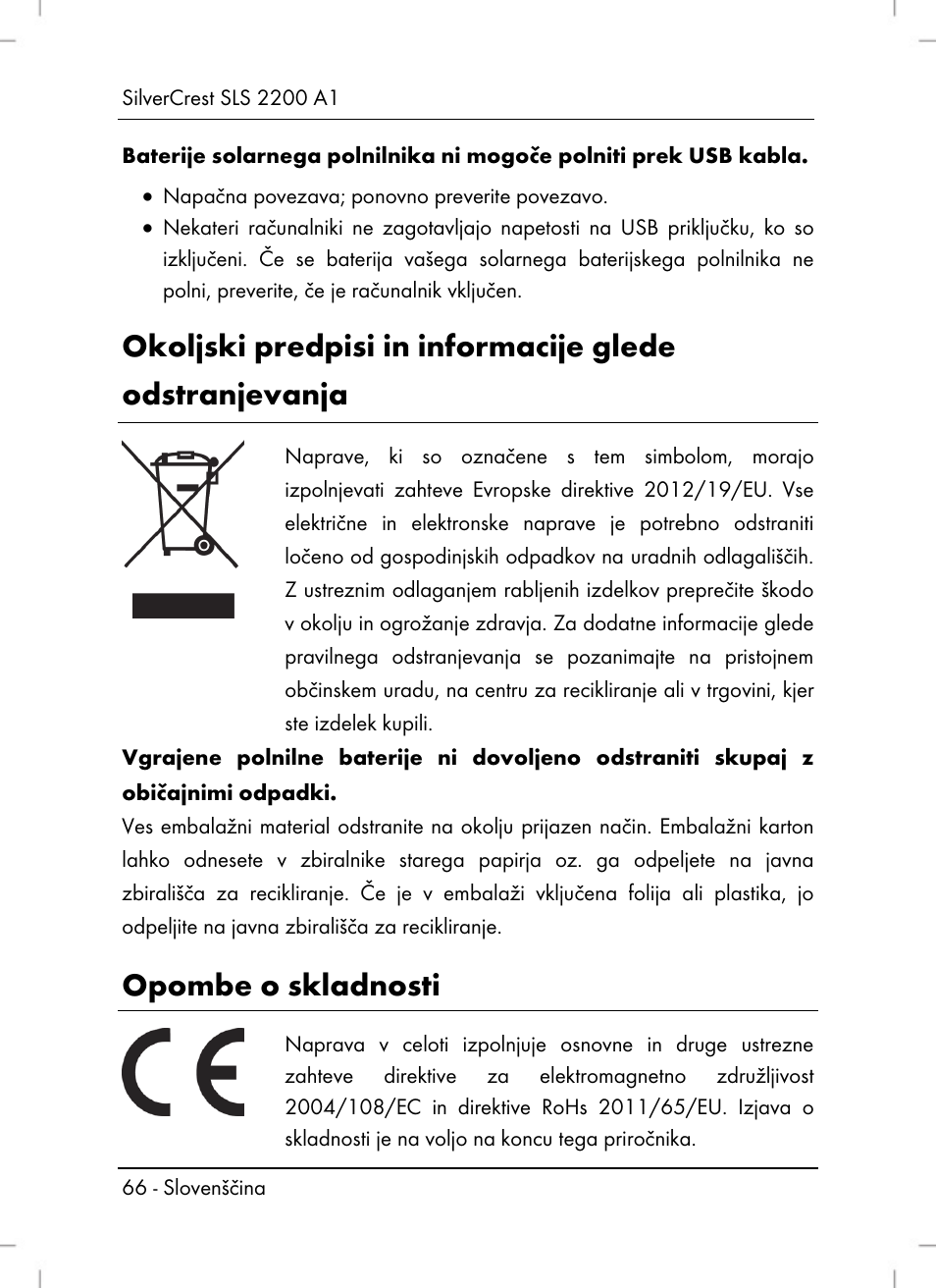 Opombe o skladnosti | Silvercrest SLS 2200 A1 User Manual | Page 68 / 120