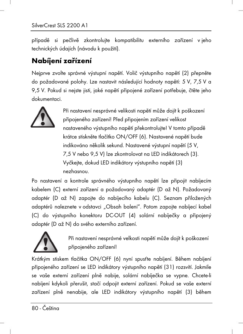 Nabíjení zařízení | Silvercrest SLS 2200 A1 User Manual | Page 82 / 120