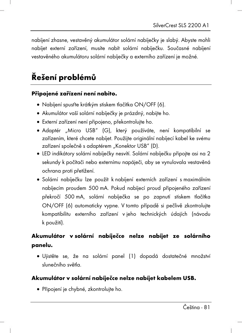 Řešení problémů | Silvercrest SLS 2200 A1 User Manual | Page 83 / 120