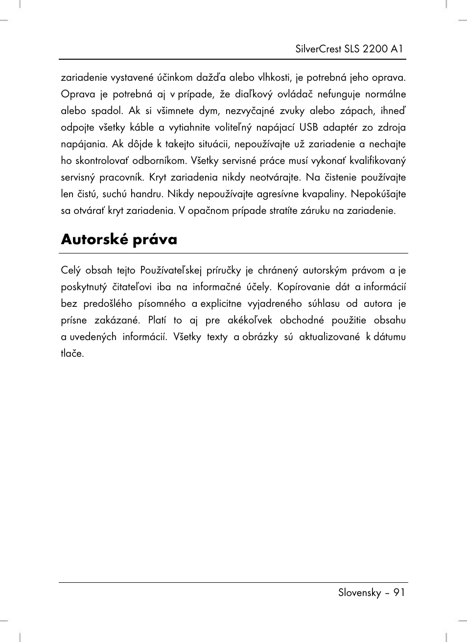 Autorské práva | Silvercrest SLS 2200 A1 User Manual | Page 93 / 120